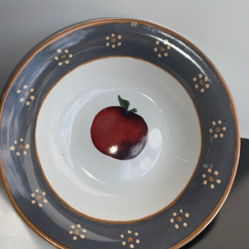 #1002 2ea BLOCK BOWL / COUPE BLOCK ORCHARD PATTERN 1995 NO CHIPS OR CRACKS